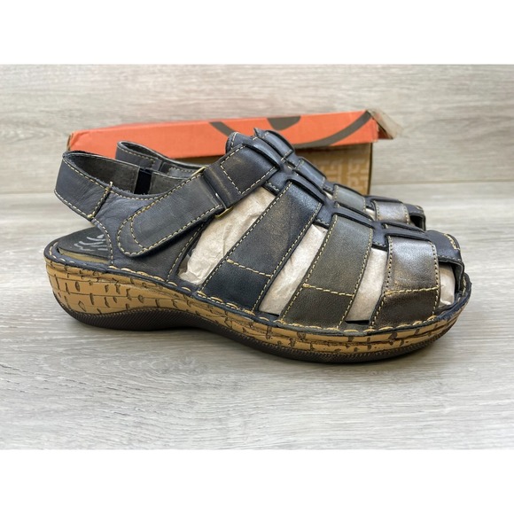 Propet Shoes - Propet Jubilee Womens Sandal 6 Blue Leather Walking Comfort Adjustable Shoes